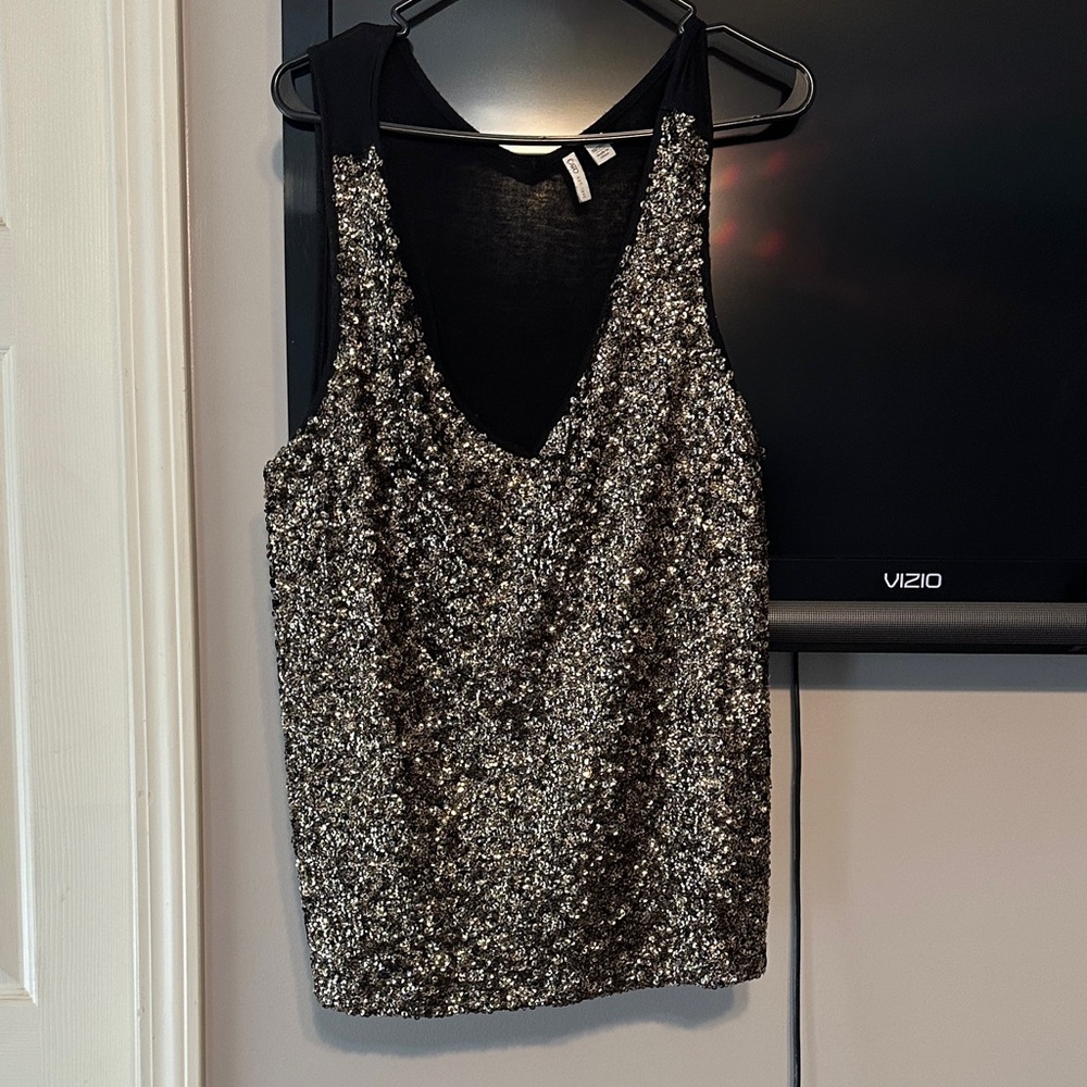 Cato Black and Silver Sequin Tank Top